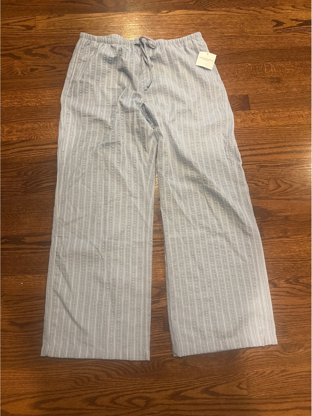NWT American Eagle Light Blue Stripped Pull On Pants Size Medium